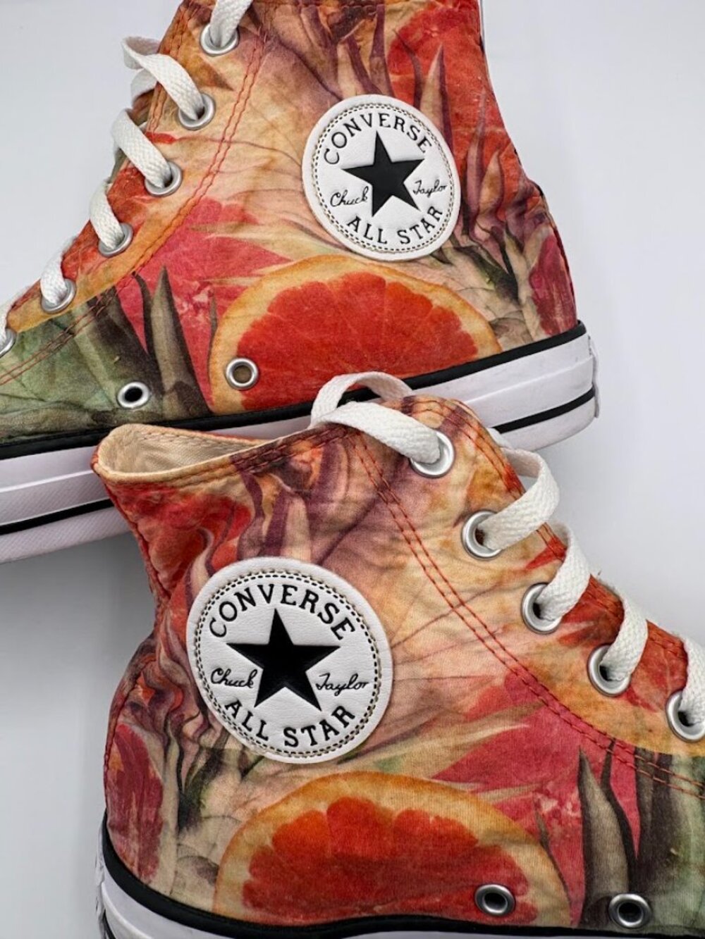 Converse Chuck Taylor Men's 11 Orange Grapefruit Fruit Slices High Top Shoe - Picture 7 of 11